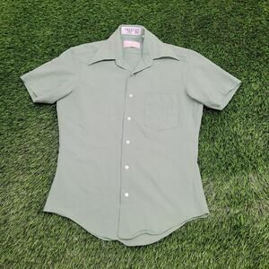 Vintage 90s Kings-Road Disco Button Shirt Small 19x27 Green
